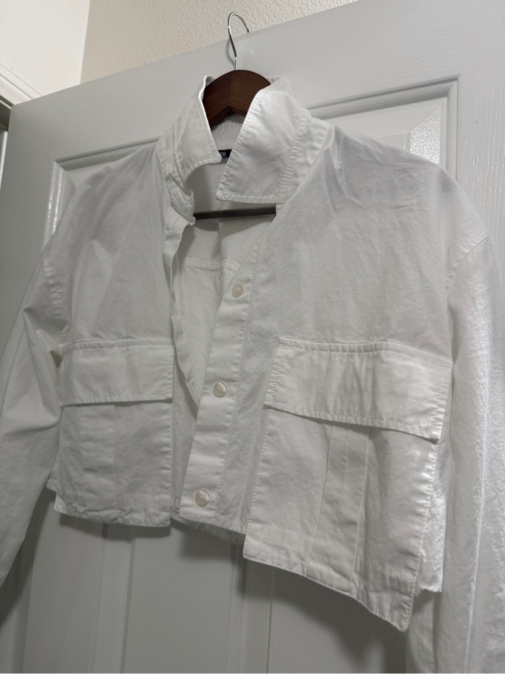 Zara White Button-Front Jacket